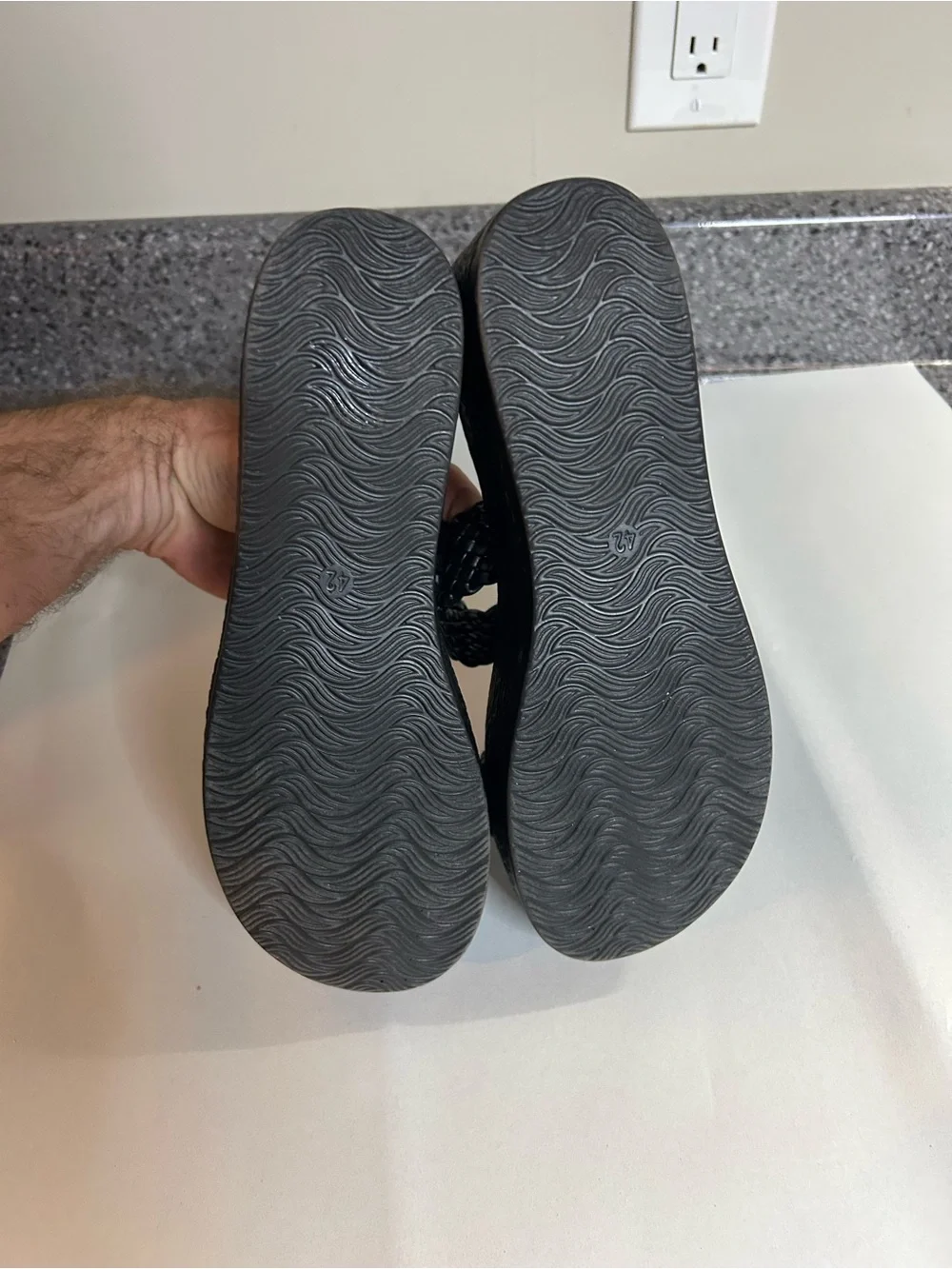SHEIN Black Woven Double-Strap Platform Slides